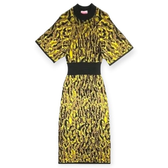 Kate Spade New York Mockneck Hazelnut Print Midi Sweater Dress XS EUC - Picture 2 of 11
